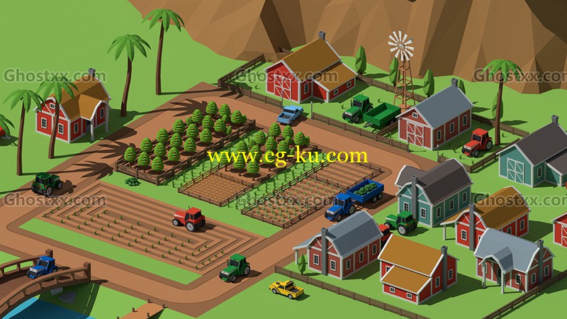 SimplePoly Farm VR-AR Low-Poly - 3D Model的图片1