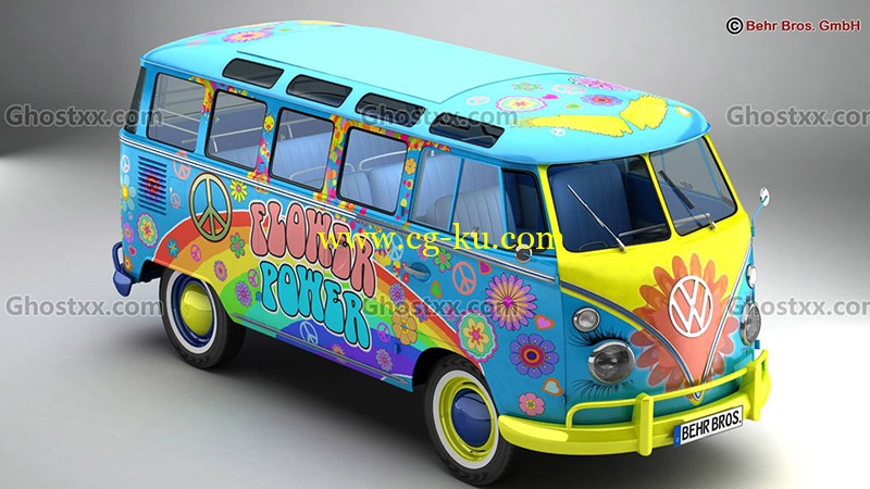 Volkswagen T1 Samba HIPPIE 1963 - 3D Model的图片1