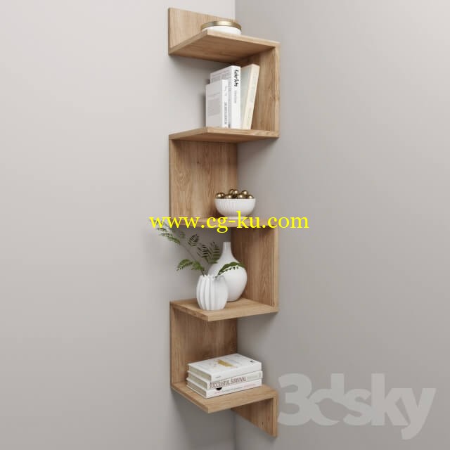 Corner shelf with decor的图片1