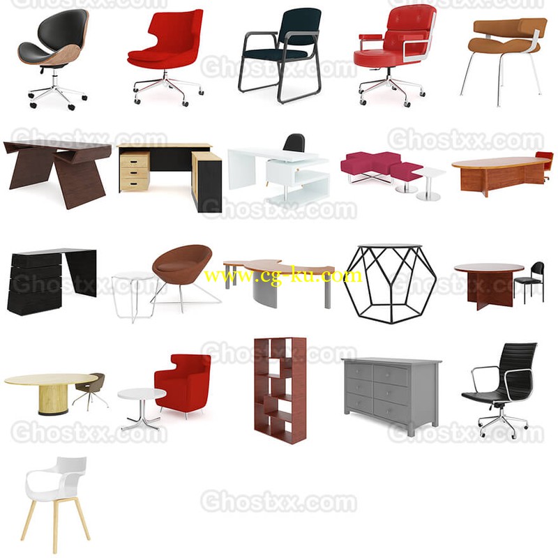 CGAxis Models Volume 80 Office Furniture II的图片1