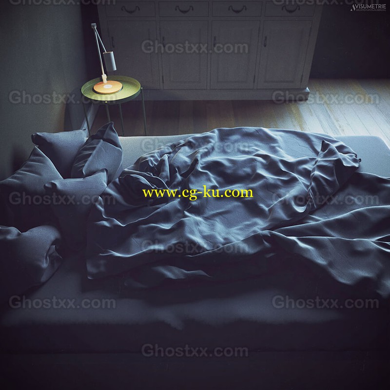 Denim Bedroom - Blankets+Pillows model的图片1