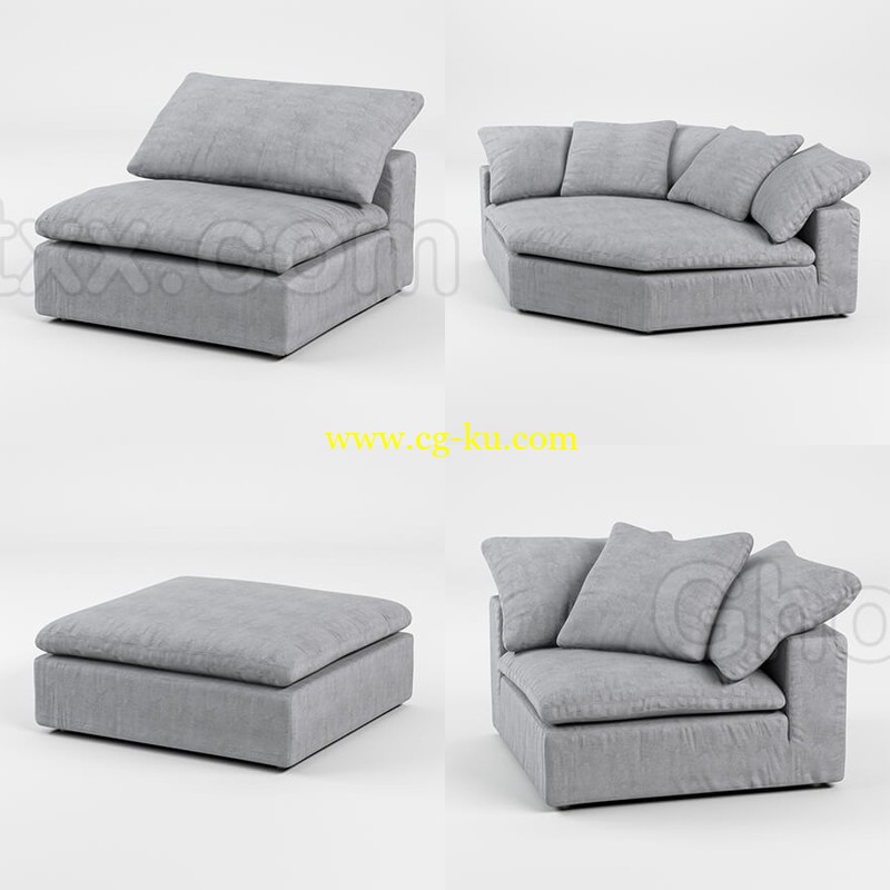 Home-Concept Luscious Sectional 沙发组件模型的图片1