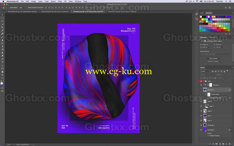 Baugasm™ Series #8 - Design Abstract Textures and Poster with Acrylic Paint, Photoshop and Cinema 4D的图片1