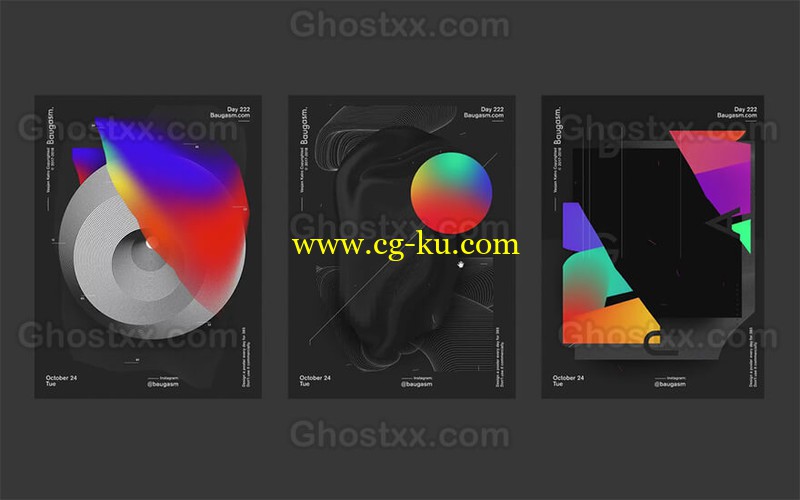 Baugasm™ Series #9 - Design 3 Different Abstract Posters in Adobe Photoshop and Illustrator的图片1