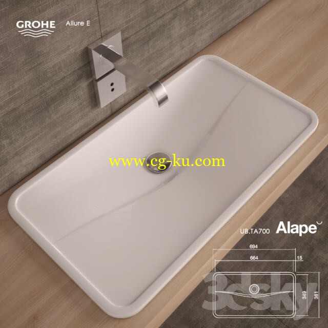 Washbasin Alape UB.TA700. Mixer - Grohe Allure E的图片1