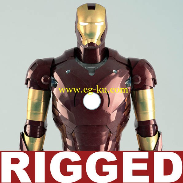 Iron Man Rigged，绑定动作的钢铁侠模型的图片1