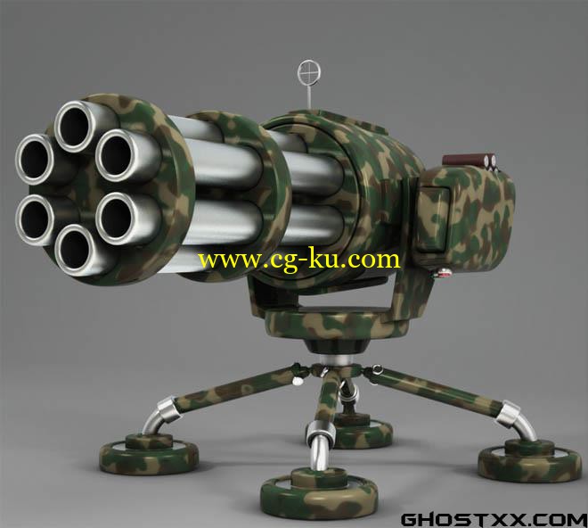 Cgtuts - Basix Model A Cartoony Gatling Gun In Modo的图片1