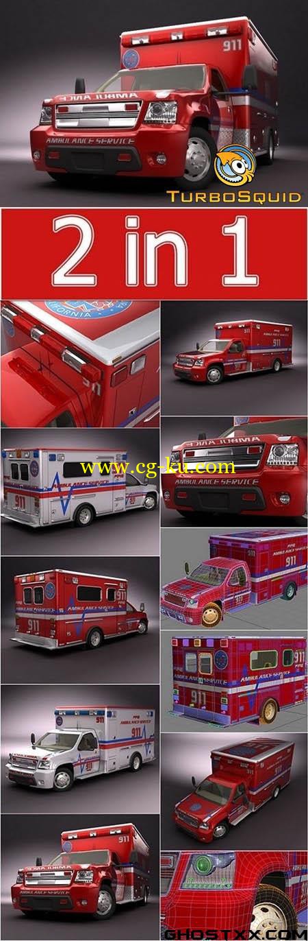 Turbosquid 3D Model: Emergency Ambulance Truck 2in1的图片1