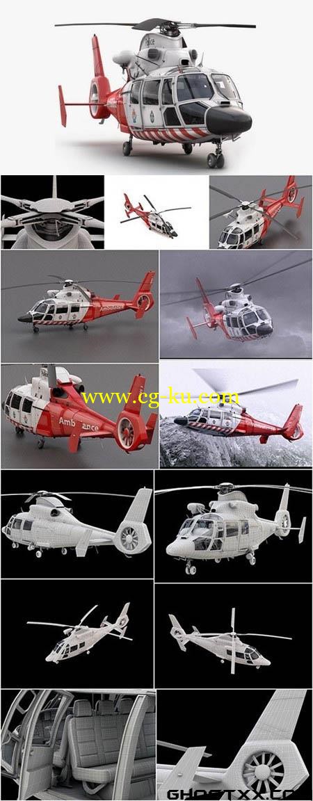 Turbosquid 3D Model Eurocopter AS 365 Air Ambulace的图片1