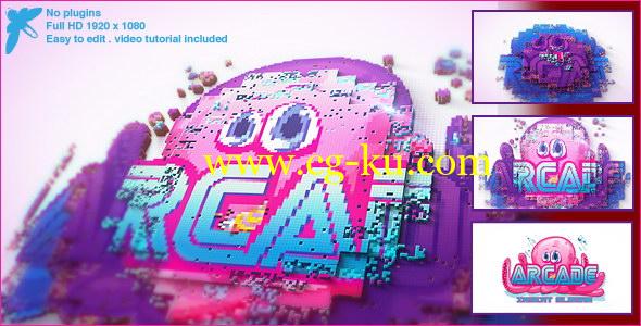 AE模板：街头游戏机像素化风格 LOGO 片头展示 Arcade Logo的图片1