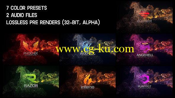 AE模板：大气抽象流体粒子 LOGO 标志展示片头  7种颜色预设的图片1
