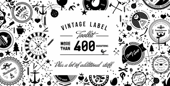 AE模板：400个复古文字标签动画元素合集包 Vintage Label Toolkit的图片1
