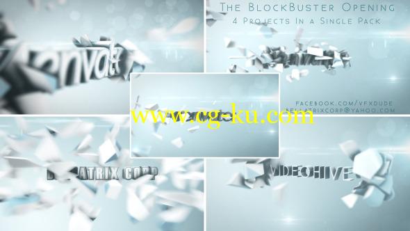 AE模板：三维立体破裂爆炸片头动画 Blockbuster Trailer Vol.1 Clean, Bright & Elegant的图片1