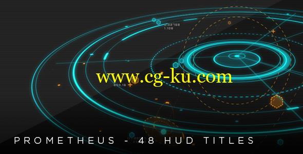 AE模板：48个HUD高科技信息化UI触控界面元素动画 Prometheus – 48 HUD 2D & 3D titles的图片1