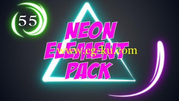 AE模板：MG卡通动漫霓虹发光图形效果动画 Neon Element Pack的图片1