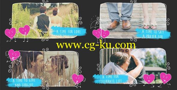 AE模板：甜蜜爱人俏皮卡通图像包装展示 Valentine Love Slideshow的图片1