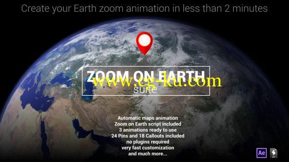 AE模板：太空冲击地球位置定位动画 Zoom On Earth Suite的图片1