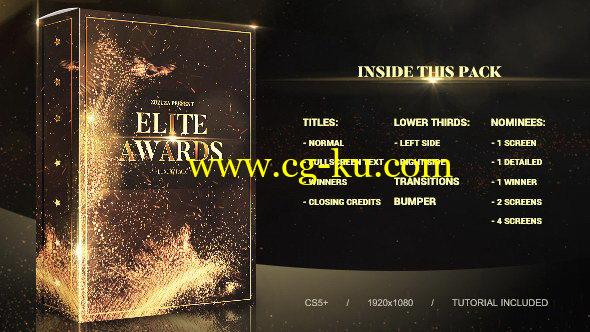 AE模板：大气金色粒子飞舞颁奖典礼栏目包装 Elite Awards Pack的图片1