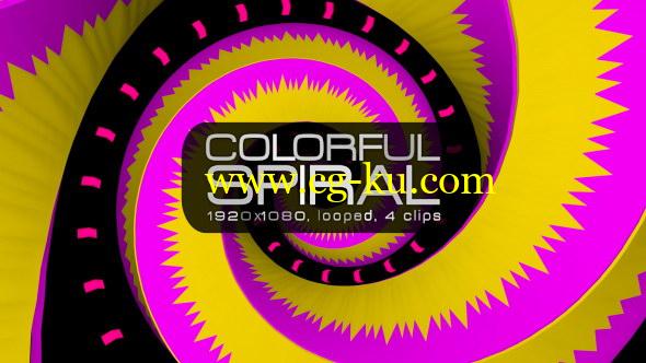 VJ视频素材：4组螺旋万花筒LED大屏幕视觉动画 Colorful Spiral VJ Pack的图片1