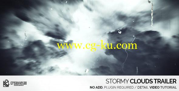AE模板：暴风雨闪电闪电文字标题电影预告片 Stormy Clouds Trailer的图片1