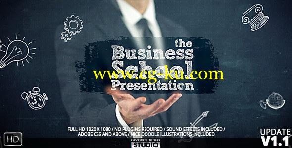AE模板：商务风校园粉笔书写文字手势动画展示 Business\School\College Presentation的图片1