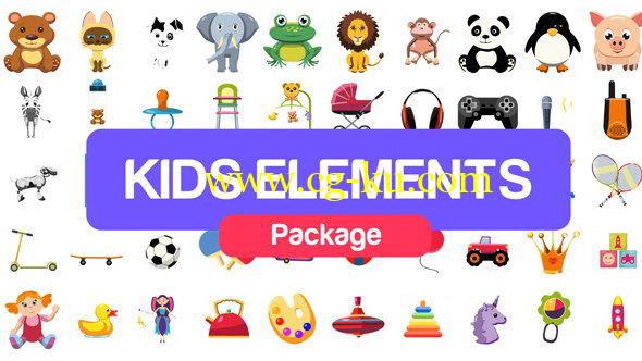 AE模板：儿童日常生活可爱卡通MG动画元素包 Kids Elements Package的图片1