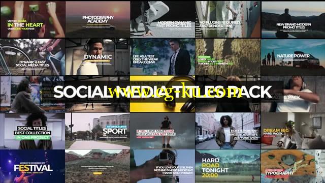 Premiere模板：30个现代流行文字标题排版动画 30 Social Media Titles Pack的图片1