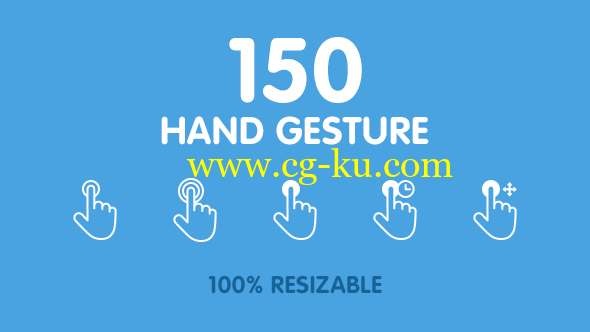 AE模板：150个触控点击手势动画 150 Animated Hand Gestures的图片1