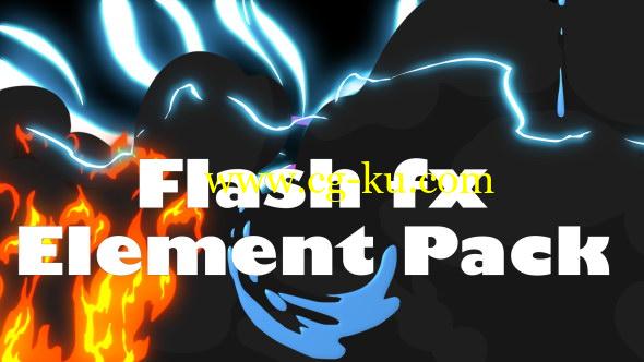 视频素材+AE模板：二维卡通能量水流烟雾MG动画元素Flash Fx Element Pack的图片1