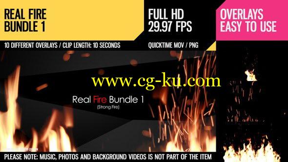 视频素材：10个真实火焰燃烧动画素材 Real Fire Bundle 1的图片1