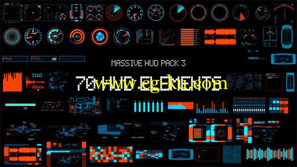 AE模板：70种HUD高科技UI界面元素动画 Massive HUD Pack 3的图片1