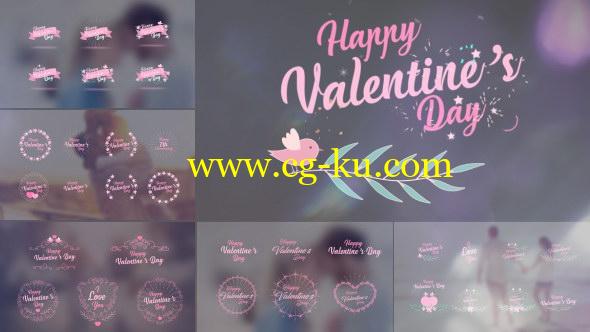 AE模板：浪漫情人节文字标题动画包 Valentine’s Day Badge Pack的图片1