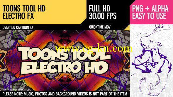 视频素材：150个卡通能量闪电MG特效动画 Toons Tool HD (Electro FX)的图片1