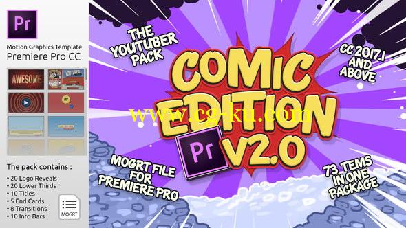 Premiere预设：卡通动漫LOGO标题转场字幕条包装动画包 Comic Edition V2的图片1