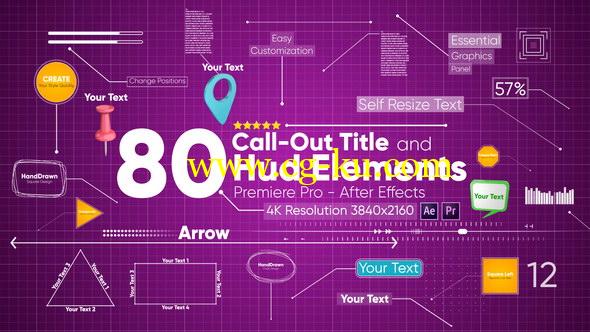 AE模板+Premiere预设：80种线条呼出文字标题注释动画 Call Outs的图片1