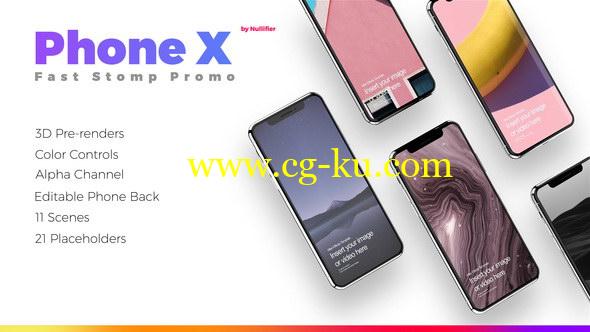 AE模板：三维iPhone X手机快闪APP介绍展示动画片头 App Promo Stomp – Phone X的图片1