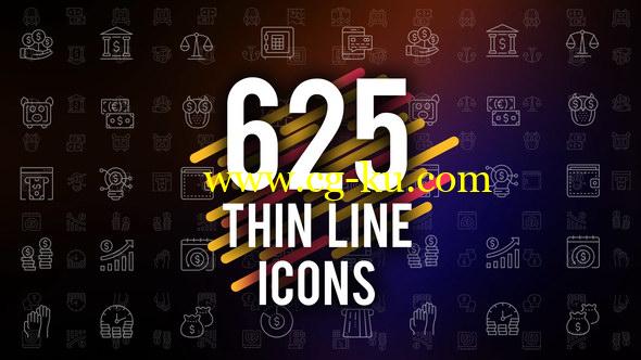 AE模板：625个线条风格类Icons图标动画625 Thin Line Icons的图片1