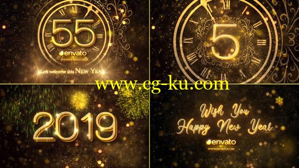 AE模板：金色华丽粒子2019新年倒计时片头New Year Countdown 2019的图片1