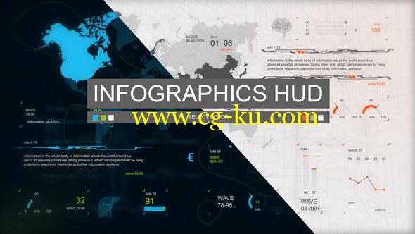 AE模板：高科技简洁HUD信息数据界面动画 Infographics HUD set 3的图片1