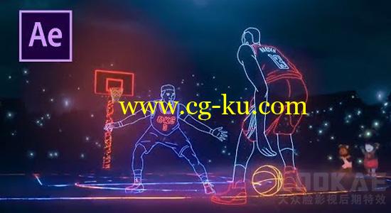 AE教程：炫酷人物轮廓描边发光线条特效制作 NBA Lights的图片1