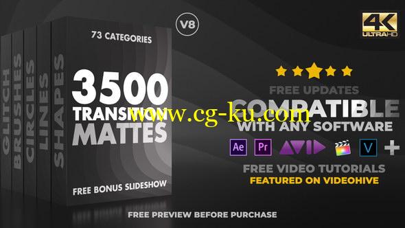 4K视频素材：3500个多类型遮罩蒙板转场过渡动画Ultimate Transition Mattes Pack v8（含AE模板工程）的图片1