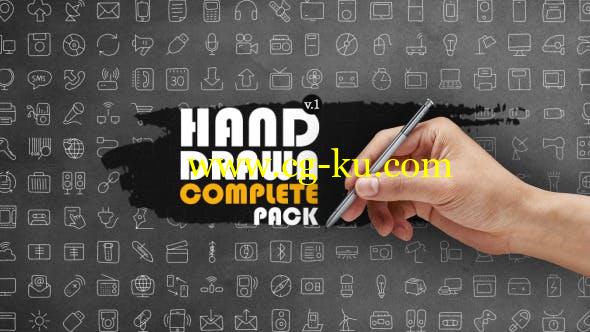 AE模板-1300个手绘线条图标动画包Hand Drawn Complete Pack的图片1