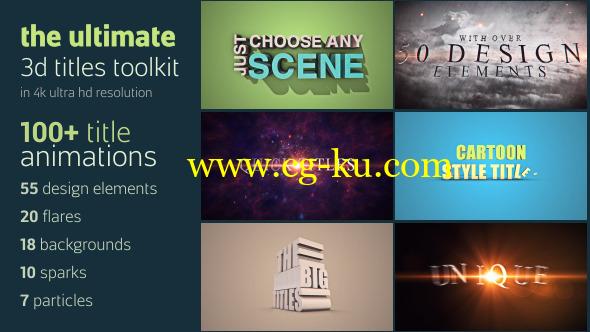 AE模版：4K终极三维文字标题片头效果助手工具包 Ultimate 3D Titles Toolkit的图片1