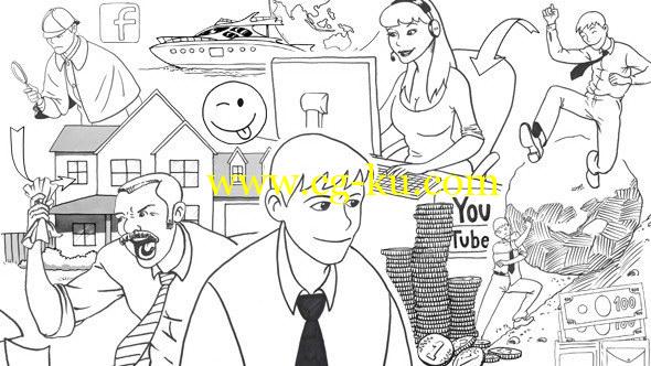 AE模版：黑白素描商务人物动画包 Whiteboard Business Toolkit Vol 1的图片1