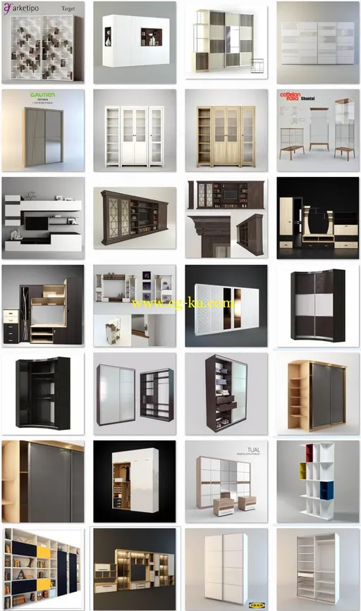 31个现代柜子/橱柜/书柜/衣柜/电视柜的模型合集的图片1