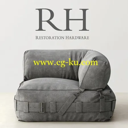 RH CARGO LOUNGE CORNER CHAIR的图片1