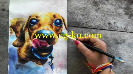 Watercolor Realistic Dog portrait step by step workshop的图片1