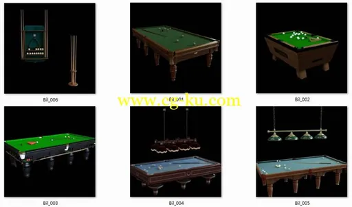 3dsmax台球桌，台球，台球杆相关模型下载Avshare - Billiards - 3D Models的图片1