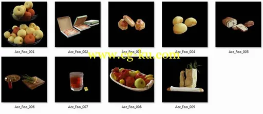 Avshare - Food - 3D Models（食物)模型下载，9个食物模型下载的图片1