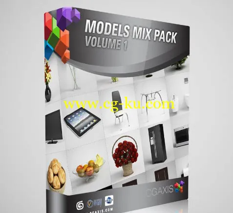 CGAxis Models Mix Pack Vol. 120个家居用品模型合集下载的图片1